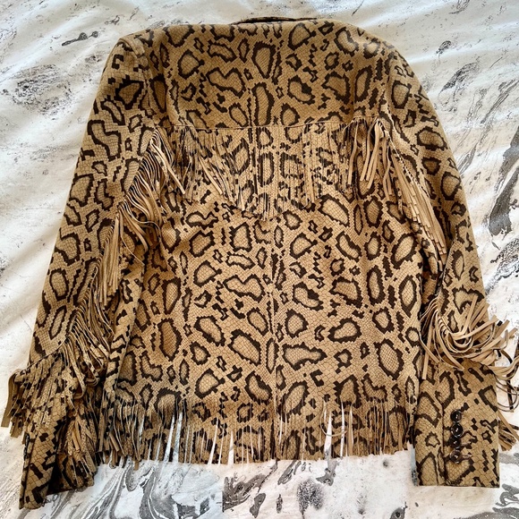 Hedi Slimane Suede Fringe Jacket, Saint Laurent, Snake print, new with tags - Picture 4 of 14